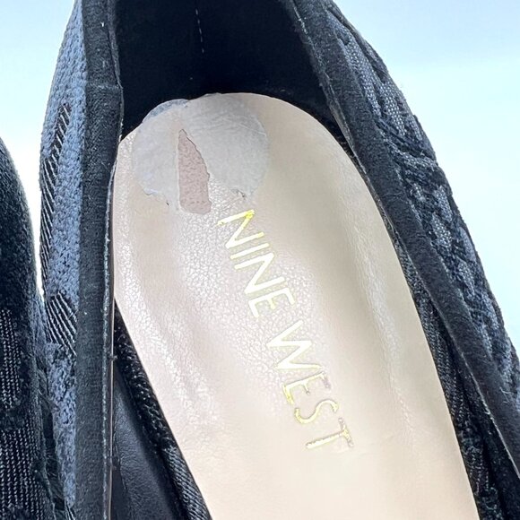 Nine West Womens Size 7.5 Black Tapestry Block Heels Pumps Shoes - Picture 6 of 13